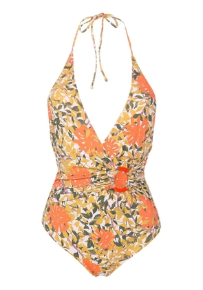 Clube Bossa floral-print halterneck swimsuit - Orange