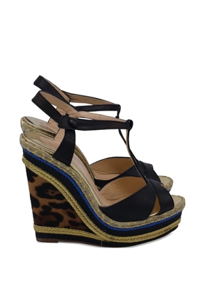 Christian Louboutin Pre-Owned Trotolita braided wedge sandals - Black