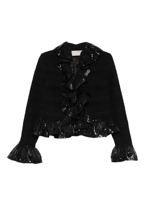 Elie Saab sequin ruffled jacket - Black