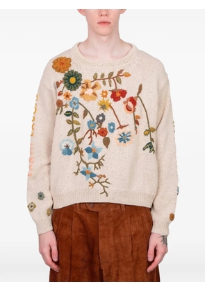 STORY mfg. Piper floral embroidered sweater - Neutrals