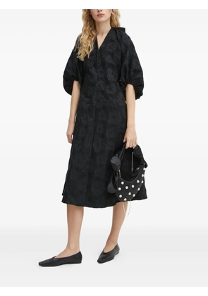 Stine Goya Anemone puff-sleeve textured midi dress - Black