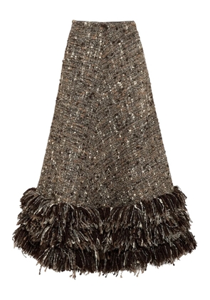 Giambattista Valli bouclé fringed skirt - Brown