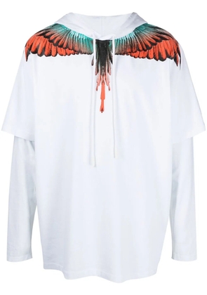 COUNTY OF MILAN bird-print layered hoodie - White