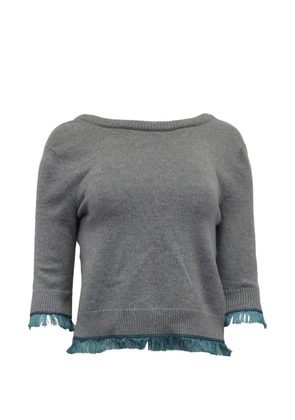 Chloé Vintage boat-neck fringe-hem sweater - Grey