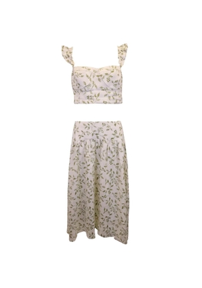 Reformation ruffled floral-print skirt set (set of two) - Neutrals