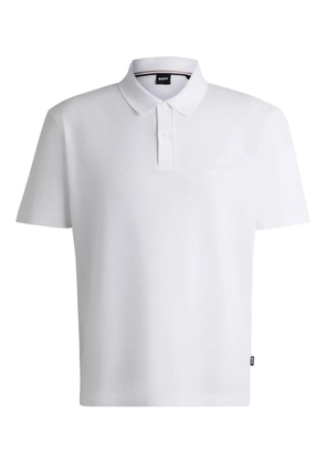 BOSS logo-print mercerized polo shirt - White