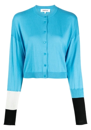 Enföld colour-block fine-knit cardigan - Blue