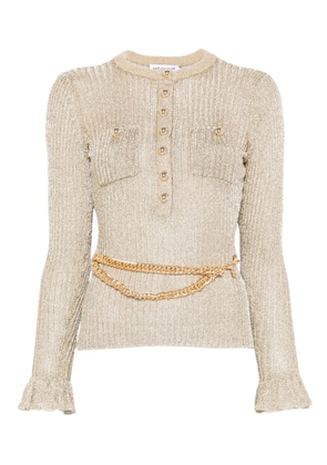 Self-Portrait ribbed-knit lurex jumper - Neutrals