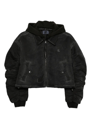 izzue ruched cropped jacket - Black