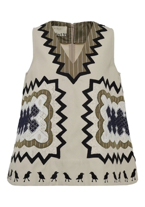 Biyan embroidered V-neck blouse - Neutrals