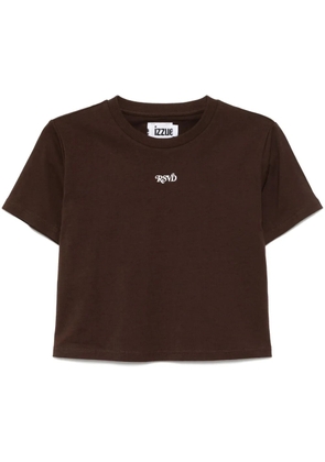 izzue embroidered T-shirt - Brown