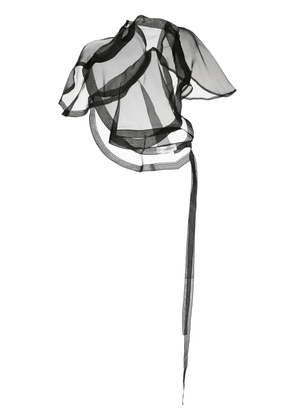 Victoria Beckham asymmetric semi-sheer cropped top - Black