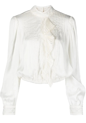TWINSET floral-lace pleated blouse - White