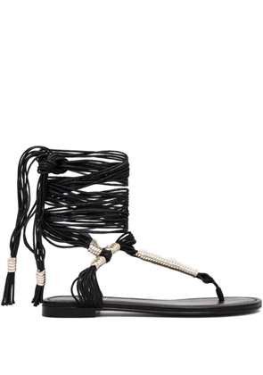 AGL leather lace-up sandals - Black