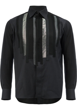 Shiro Sakai Shigoto x Shiro Sakai striped applique shirt - Black