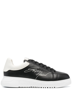 Emporio Armani signature logo-print leather sneakers - Black
