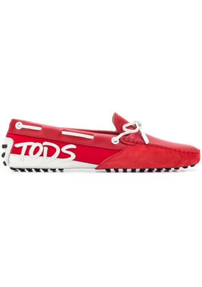 Tod's logo patch Gommino loafers - Red
