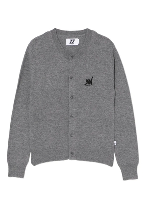 izzue cat-embroidered cardigan - Grey