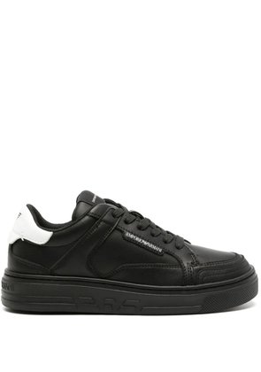 Emporio Armani logo-print leather sneakers - Black