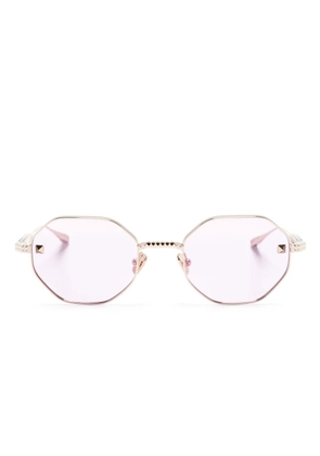 VALENTINO GARAVANI EYEWEAR Rockstud geometric-frame sunglasses - Gold