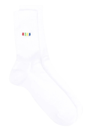 MSGM embroidered-logo detail socks - White