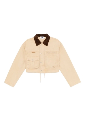 izzue logo-embroidered jacket - Neutrals