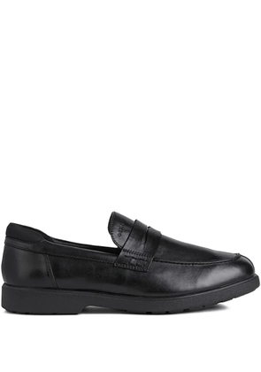 Geox logo-detail leather loafers - Black
