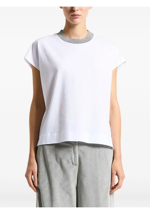 Peserico lurex tricot-neck T-shirt - White
