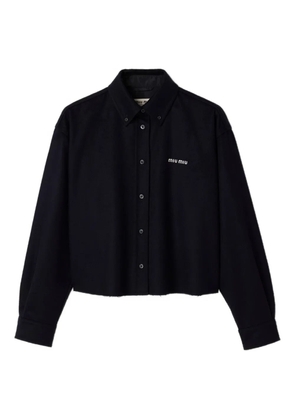 Miu Miu boxy-fit embroidered-logo shirt - Blue
