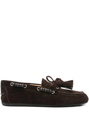 Miu Miu beaded tassels loafers - Brown