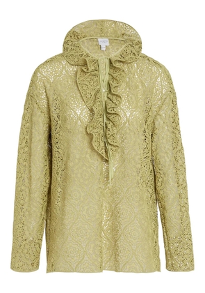 Giambattista Valli ruffled lace blouse - Green