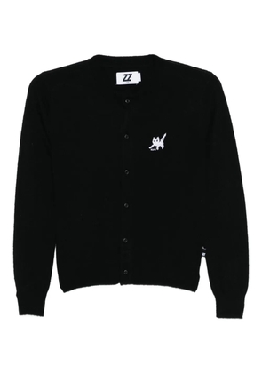 izzue logo-embroidered cardigan - Black