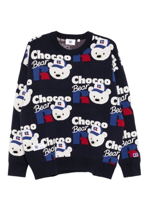 CHOCOOLATE x Russell Athletic bear-print jumper - Blue
