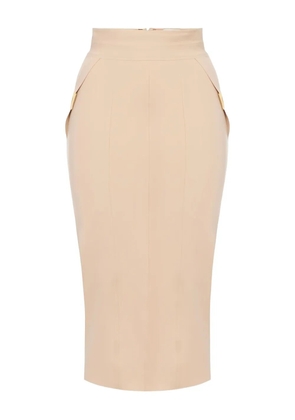 Elisabetta Franchi topstitching logo detail skirt - Neutrals