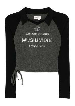 Musium Div. logo-print collar-embellished T-shirt - Black