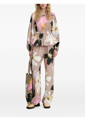 Stine Goya floral-print drawstring trousers - Neutrals