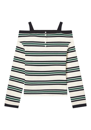 b+ab off-shoulder striped top - White