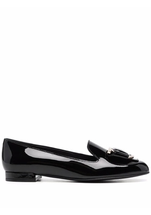 Ferragamo Gancini bow-embellished loafers - Black