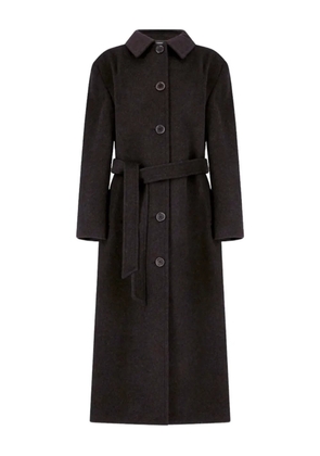 Amomento belt-detail single breasted coat - Brown