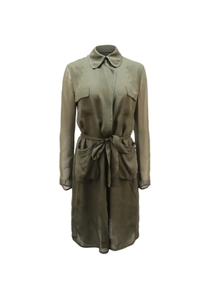 Diane Von Furstenberg Vintage belted long-sleeve silk dress - Green