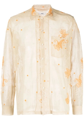 BODE Mesh Lilium long-sleeve shirt - Neutrals