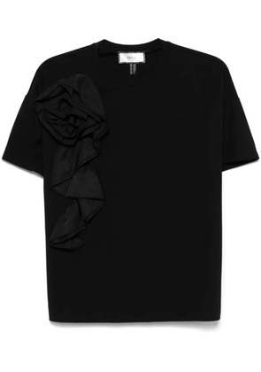 NISSA floral-appliqué T-shirt - Black