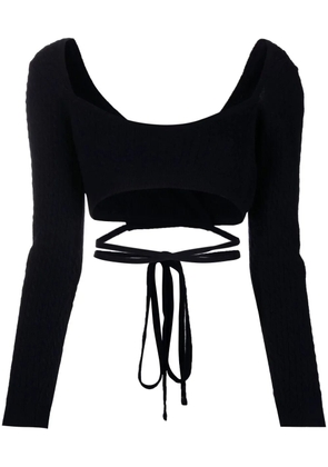 Patou cropped tie-fastening top - Blue