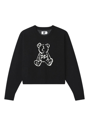izzue teddy-detail crew-neck sweater - Black