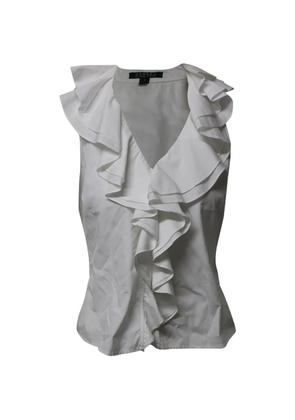 Ralph Lauren Vintage ruffled V-neck blouse - White