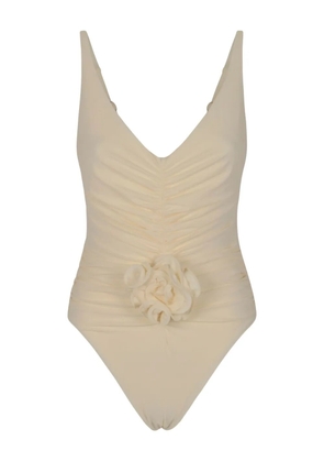 Magda Butrym floral-appliqué swimsuit - Neutrals