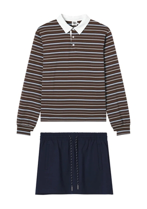 b+ab striped long-sleeve polo shirt - Brown