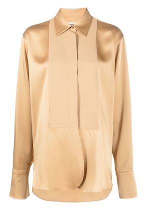 Jil Sander satin-finish panelled shirt - Brown