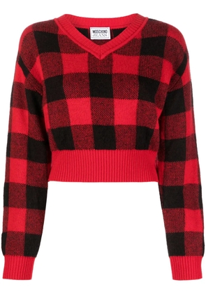 MOSCHINO JEANS check-pattern wool-blend jumper - Red