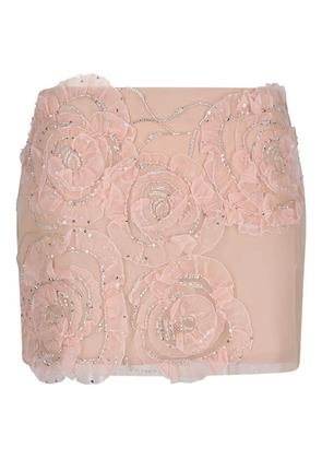 DES PHEMMES rose-embellished mini skirt - Pink